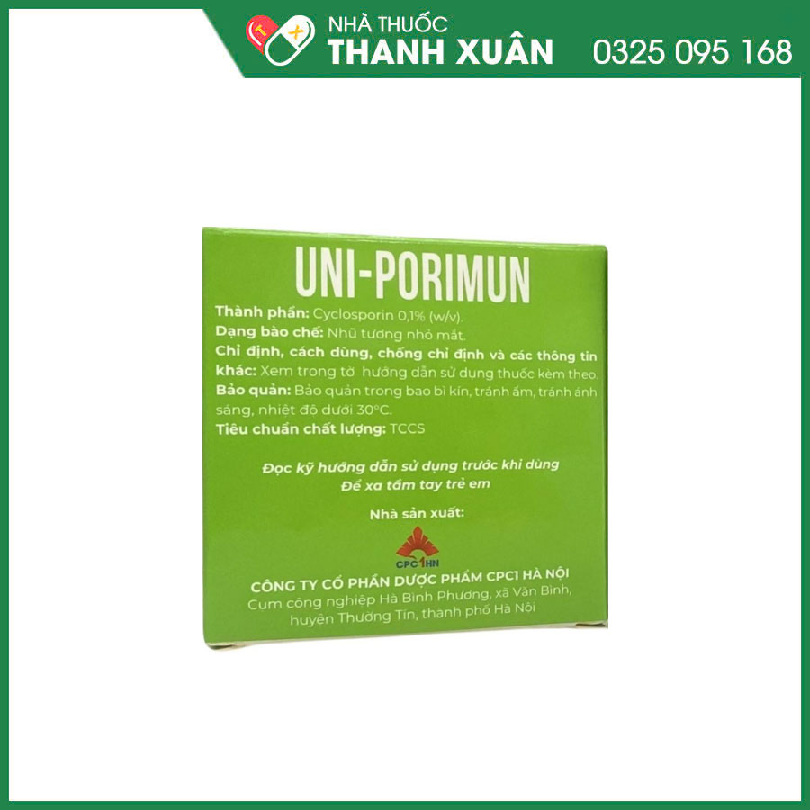 Uni-Porimun thuốc điều trị viêm giác mạc nghiêm trọng ở người lớn mắc bệnh khô mắt
